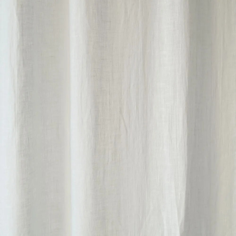 Biała lekka lniana zasłona z przeszyciem tunelowym Linen Tales Daytime, 250 x 130 cm