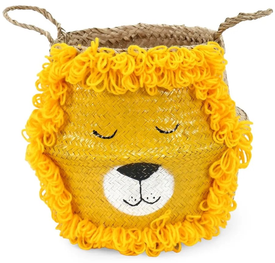 Żółto-naturalny kolorze dziecięcy kosz na zabawki z trawy morskiej ø 30x28 cm Lion – Compactor