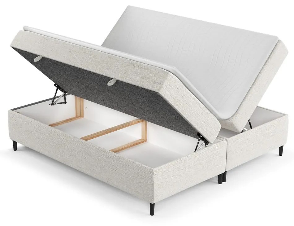 Kremowe łóżko boxspring ze schowkiem 140x200 cm Araya – Maison de Rêve