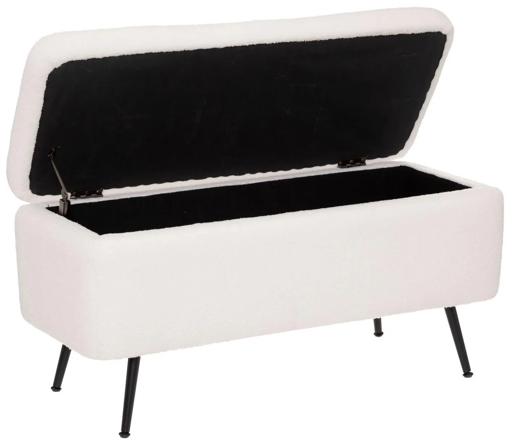 Pufa ze schowkiem, tapicerowana z efektem boucle, 100 x 40 x 48,5 cm