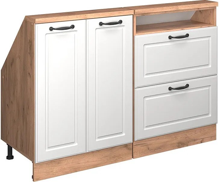 Zestaw szafek na dach skośny biały dworek/złoty dąb 120x46x81.6 rion