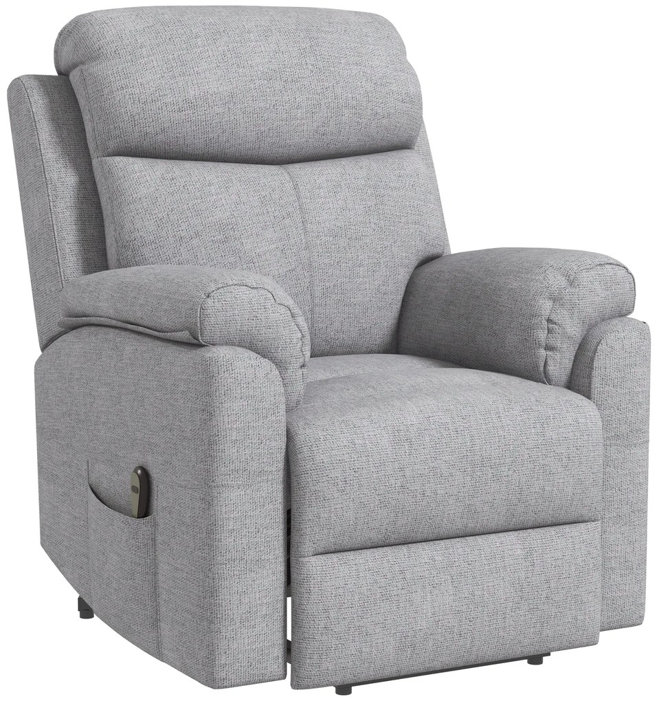 HOMCOM Elektryczny Fotel z Funkcją Podnoszenia, Relax z Funkcją Spania, Wygląd Lnu, 83 x 89 x 102 cm, Szary