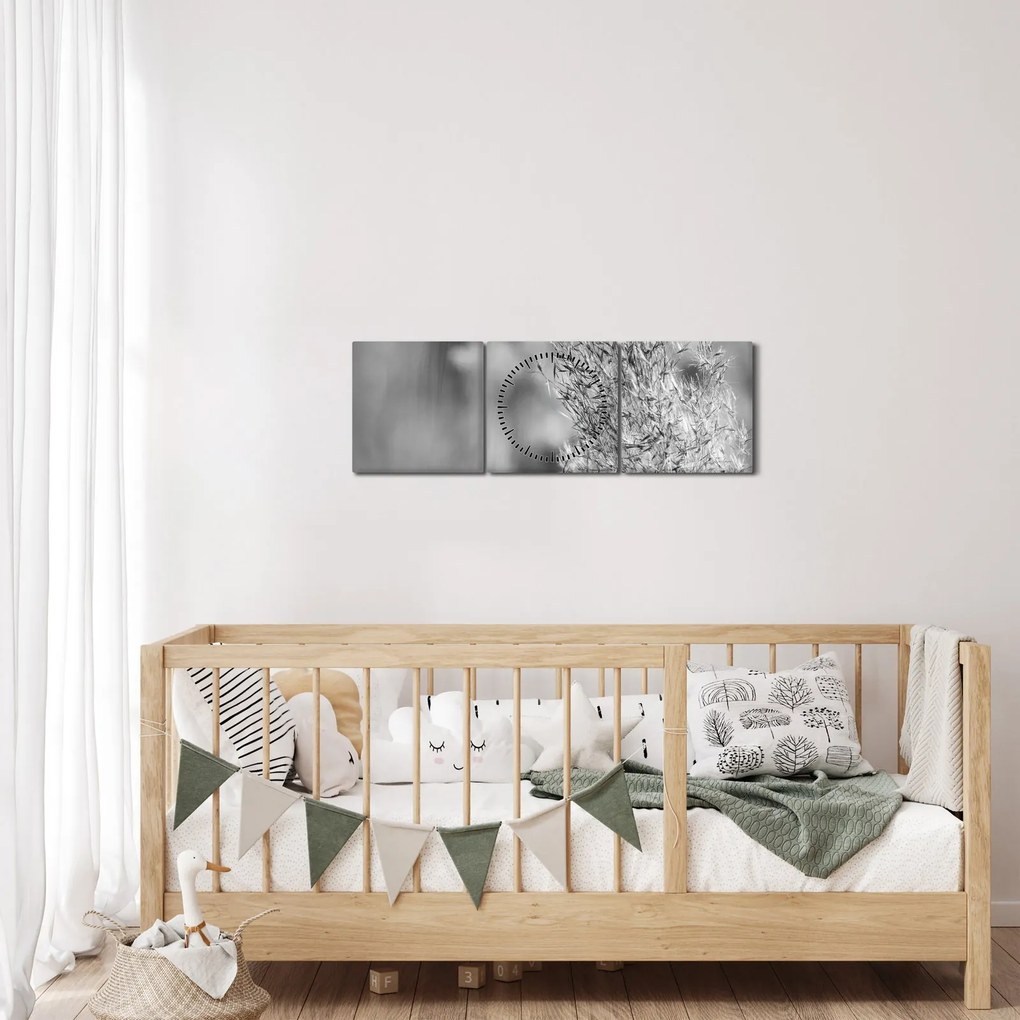 Obraz - Trawa pampasowa Boho (z zegarem) (90x30 cm)