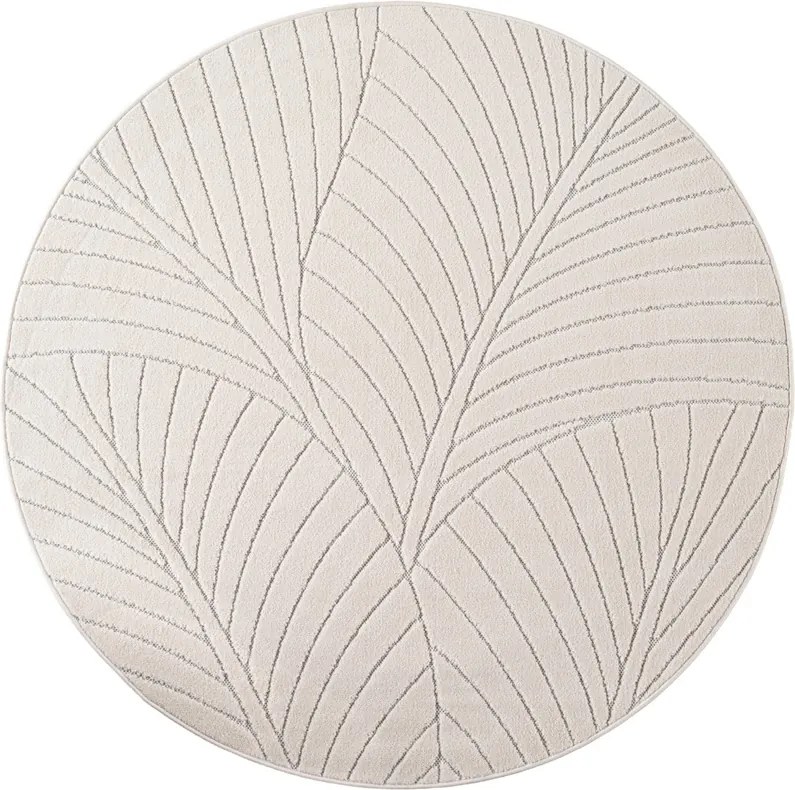 Dywan uniwersalny Nova 3D Motyw Roślinny kremowy koło 120 cm x 120 cm