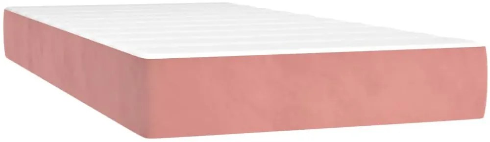 Aksamitne różowe łóżko kontynentalne z materacem 90x200 G6-R43