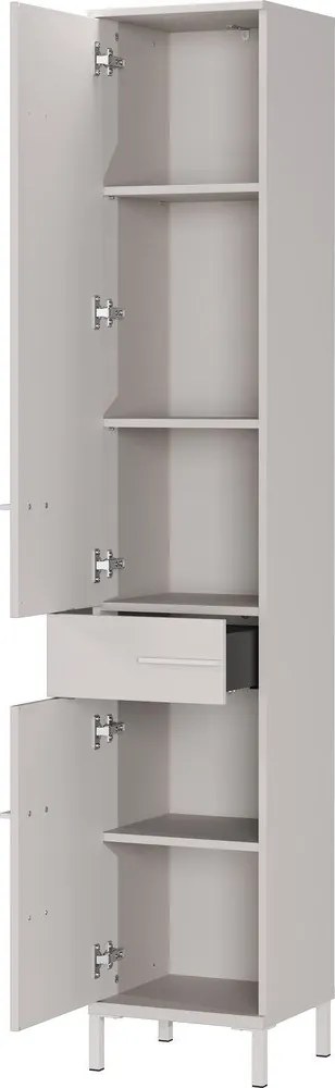 Kremowa wysoka/wąska szafka łazienkowa z matowym wykończeniem 34x190 cm Laurino – Germania