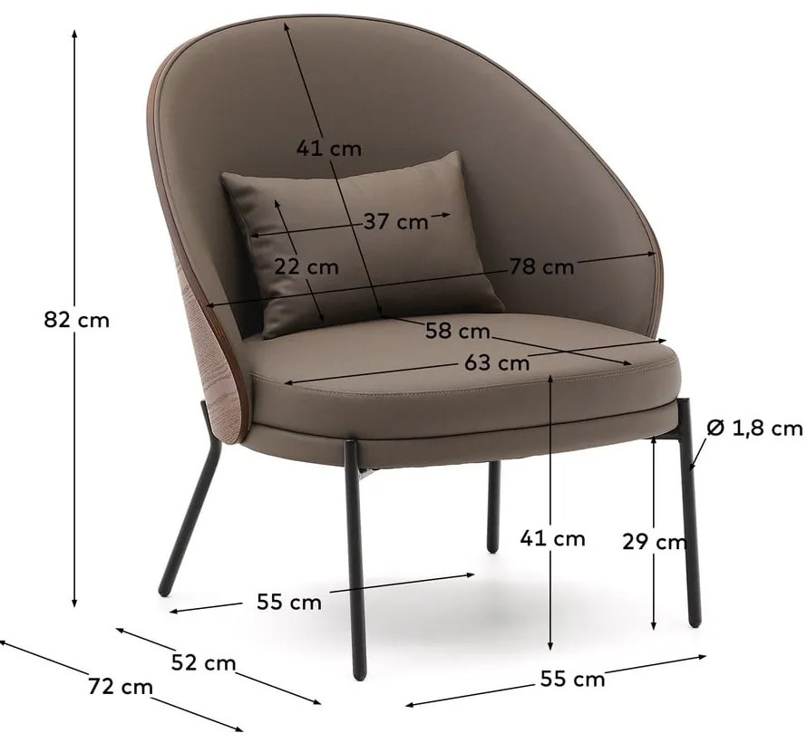 Brązowy fotel z imitacji skóry Eamy – Kave Home