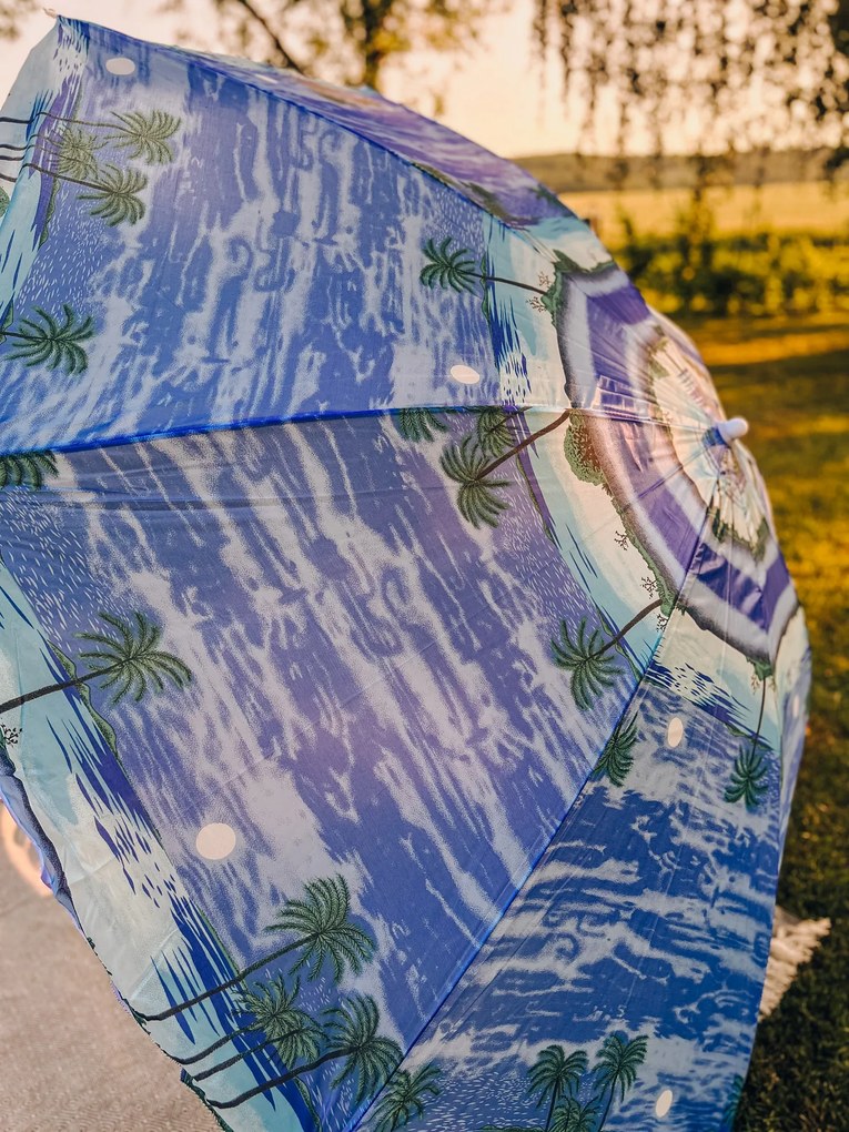 Niebiesko-biały parasol SOLSTICE 180 cm