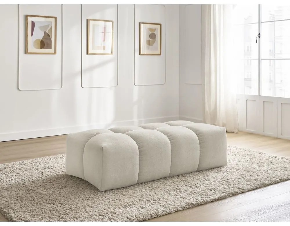 Beżowy podnóżek z tkaniny szenilowej Everest – Bobochic Paris