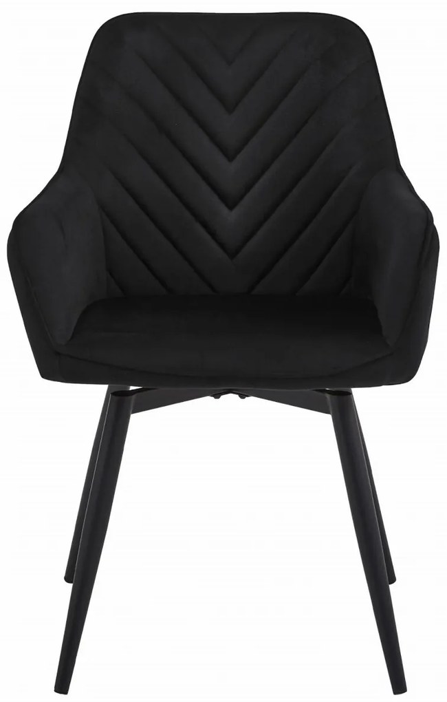 Obrotowy fotel jadalniany NANA360 VELVET, czarny