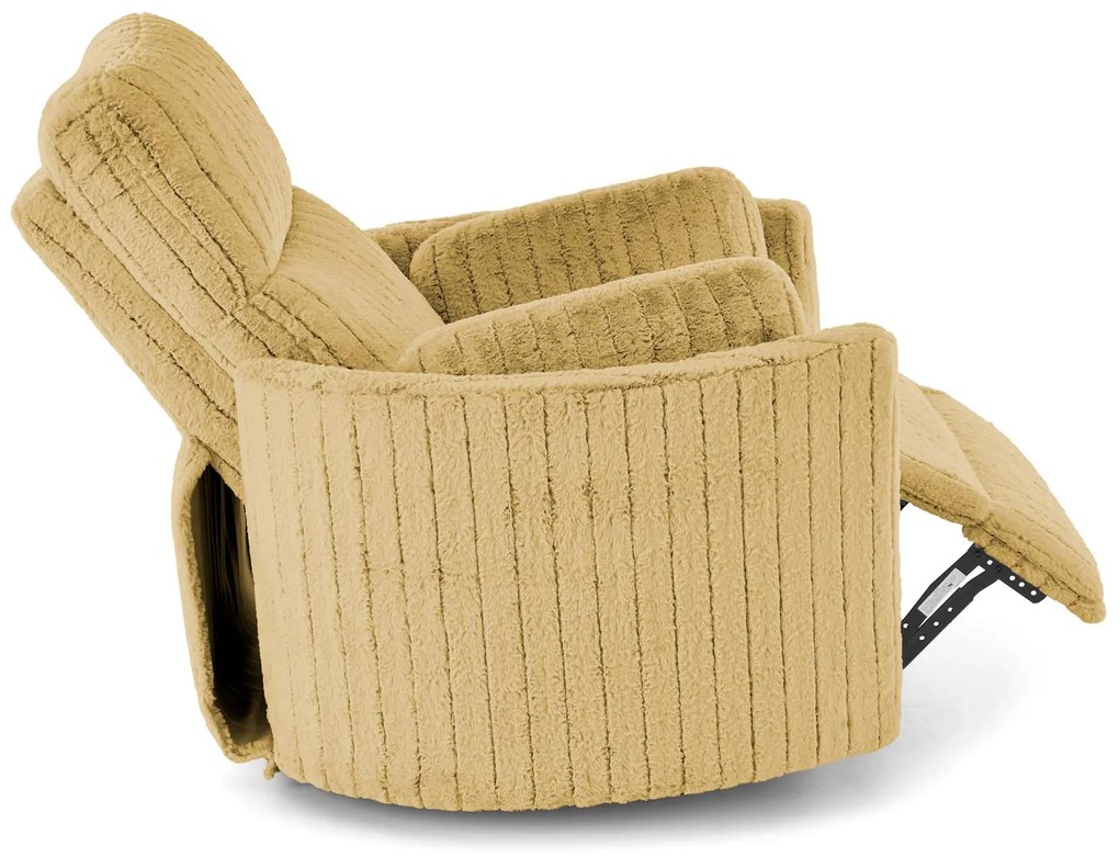 Fotel wypoczynkowy obrotowy elektrycznie rozkładany, bujany PEGAS musztarda