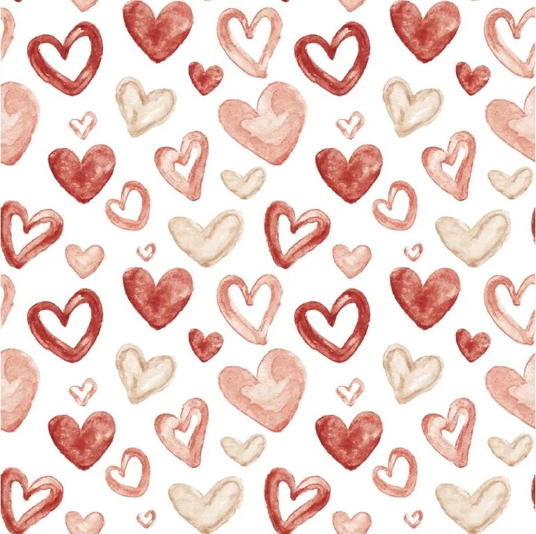 Flanelowa poszewka na poduszkę AMORIA HEARTS 45x45 cm, wzorzysta