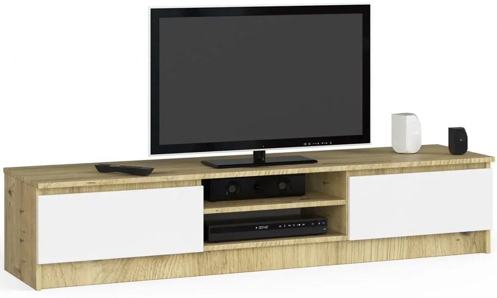 Szafka pod telewizor dąb artisan + biały T6-B06