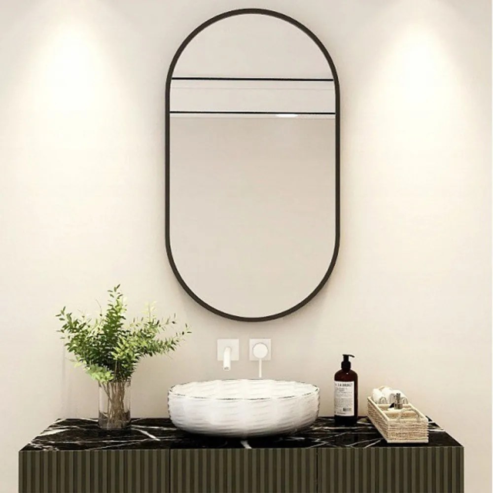 Lustro dekoracyjne 75x40 cm – łatwy montaż, nowoczesny design do łazienki, przedpokoju, sypialni
