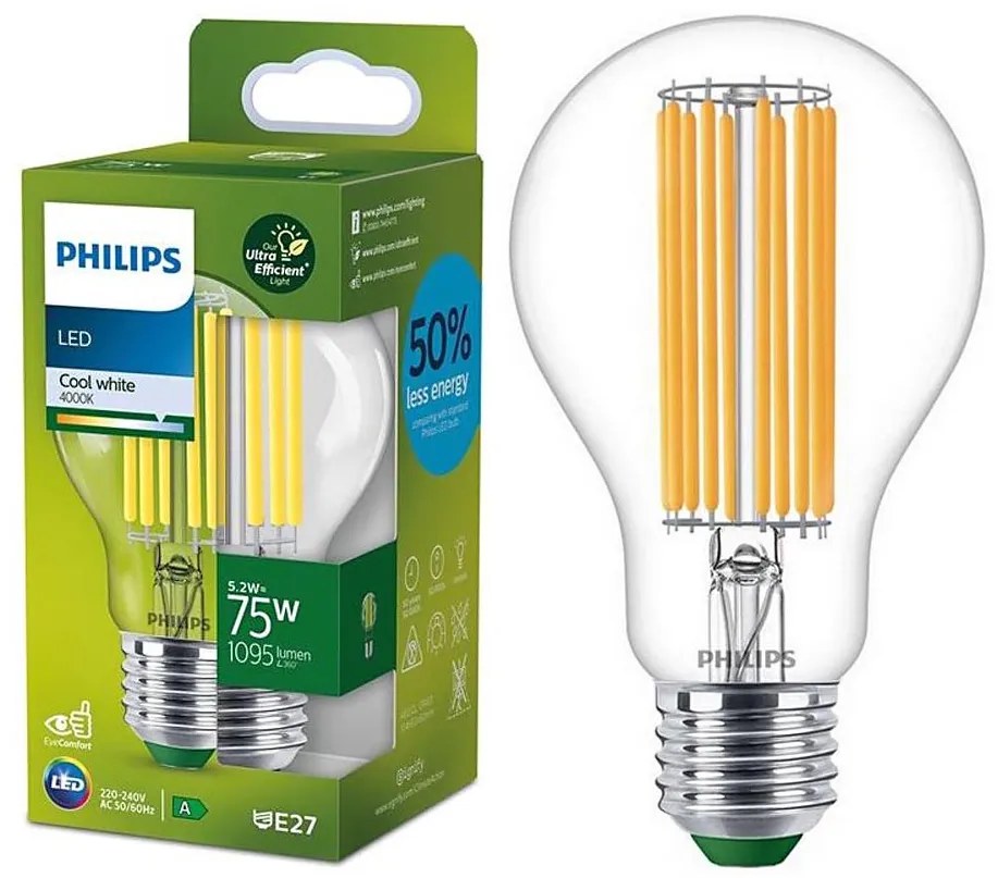 Żarówka LED FILAMENT Philips A70 E27 5,2W 230V 4000K