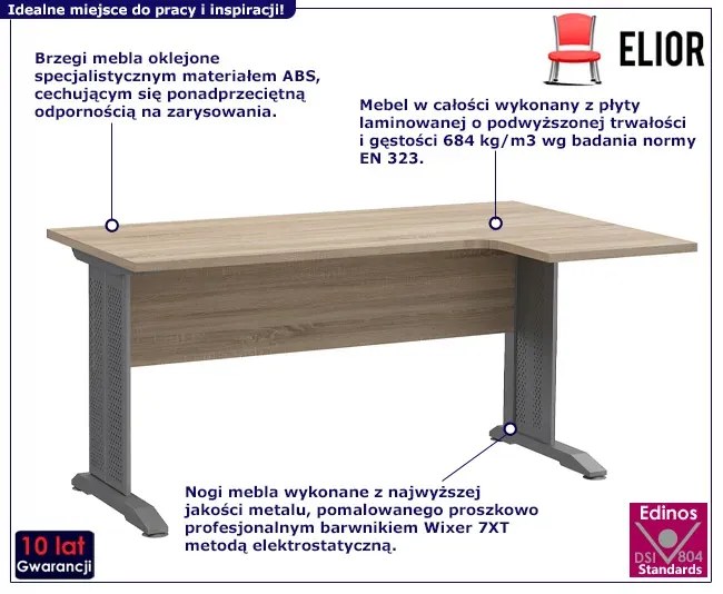 Prawostronne biurko narożne dąb sonoma - Gispik 3X