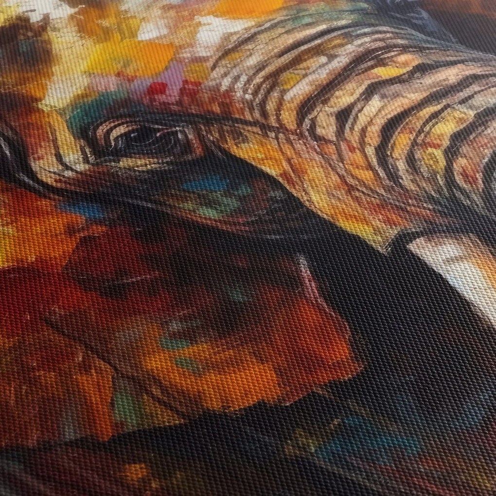 Obraz - Malowanie słonia (z zegarem) (90x30 cm)