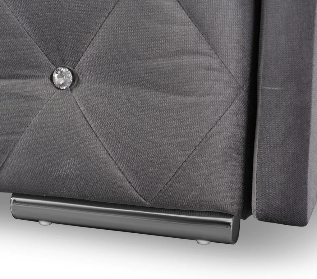 Sofa Rozkładana z Funkcją Spania VIVO Dwuosobowa Szara Glamour do Salonu