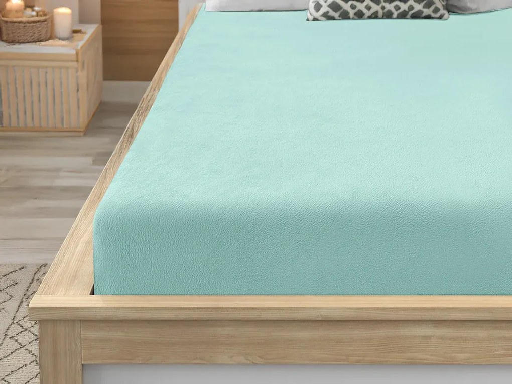 PrzytulneMieszkanie.pl Prześcieradło z mikropluszu SOFT 180x200 cm miętowe