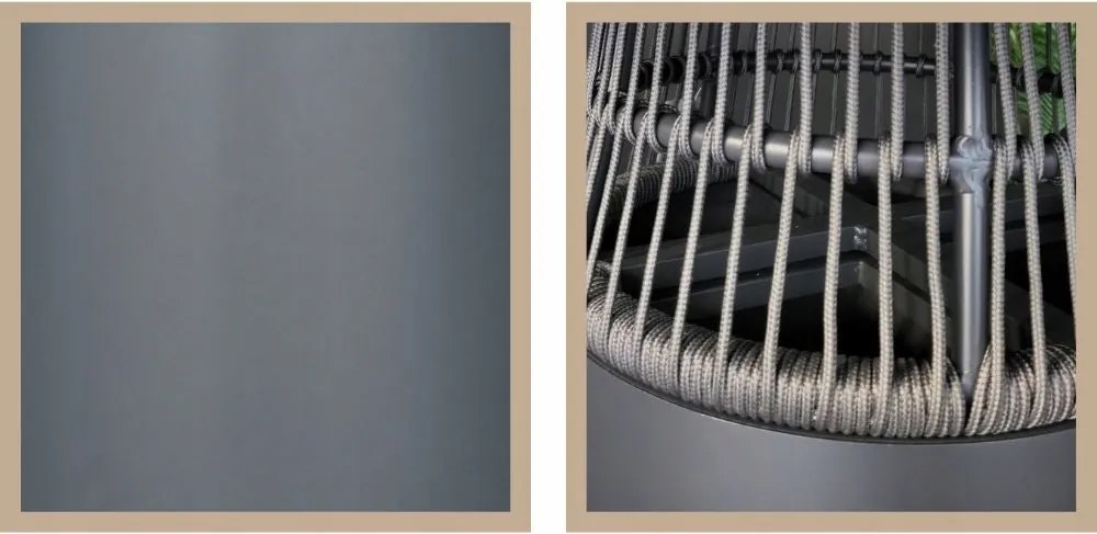 Stół ogrodowy aluminiowy okrągły 90 cm ze stylowym plecionym oplotem szary