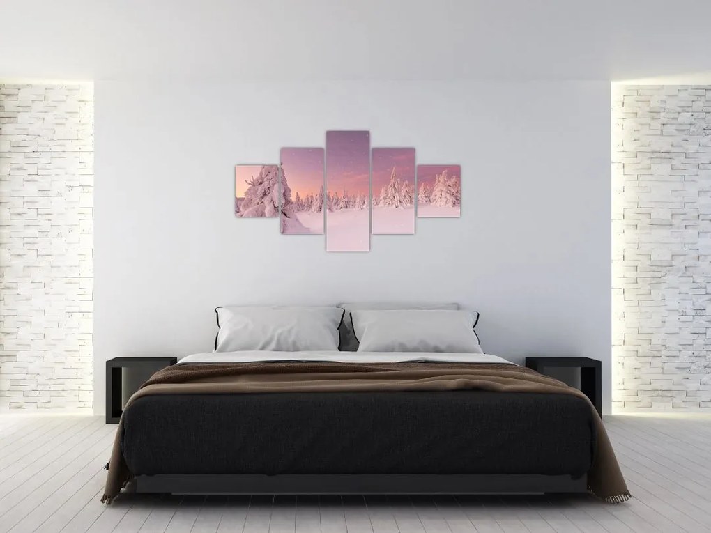 Obraz - Drzewa pod warstwą śniegu (125x70 cm)