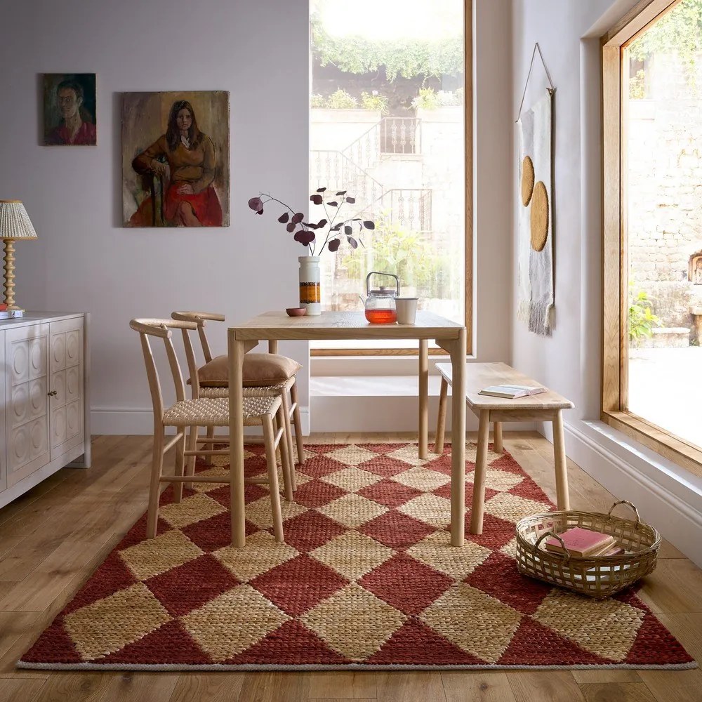 Dywan z mieszanki juty tkany ręcznie w kolorze terakoty 120x170 cm Effie Diamond – Flair Rugs