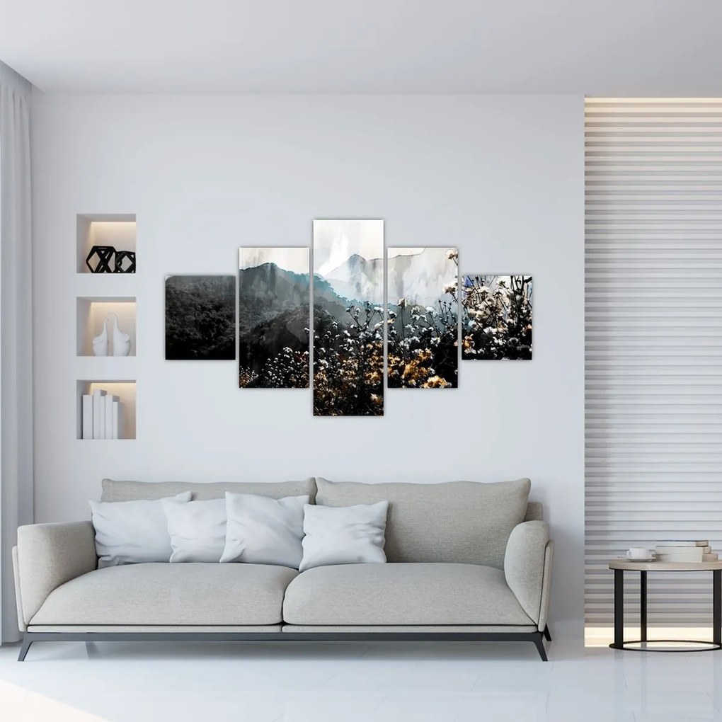 Obraz - Ilustracja przedstawiająca dzikie kwiaty (125x70 cm)