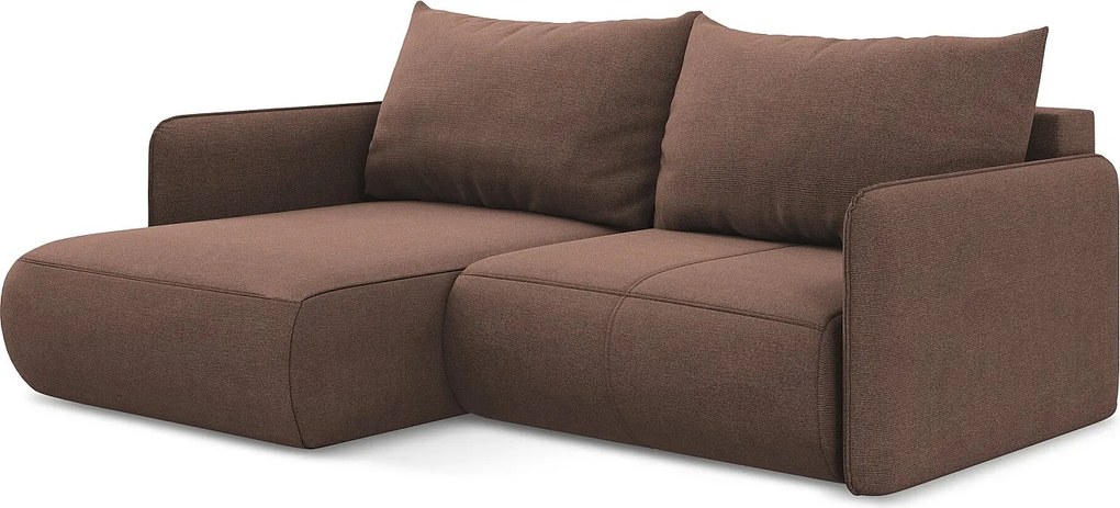 Narożnik lewostronny z funkcją spania - z tkaniny strukturalnej - pudrowy róż - NANEA