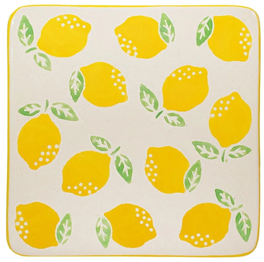Żółto-białe ceramiczne podkładki zestaw 4 szt. Lemon – Sass & Belle