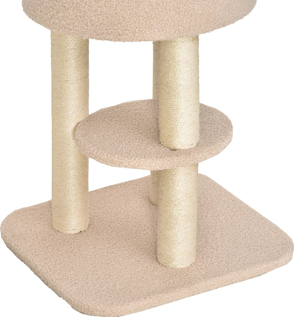PawHut Drapak 148 cm wysokości drzewko dla kota z kryjówką, 4 zabawki, słupki sizalowe, duża platforma, wielopoziomowy dla kotów do 5 kg | Aosom PL