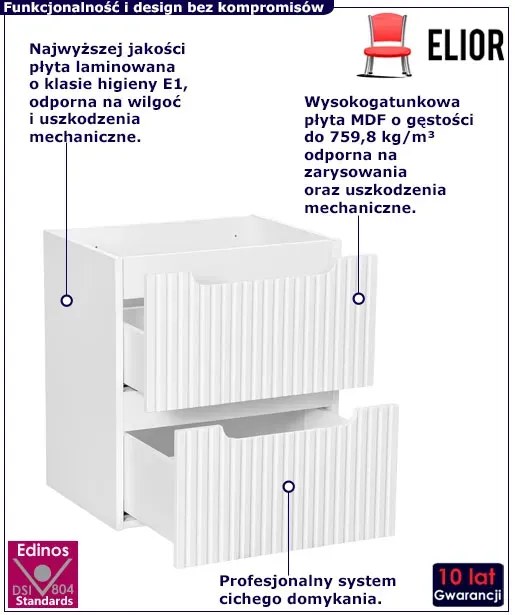 Biała szafka pod umywalkę z szufladami - Dafo 11X 50 cm