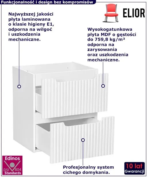 Biała szafka pod umywalkę z szufladami - Varax 11X 50 cm