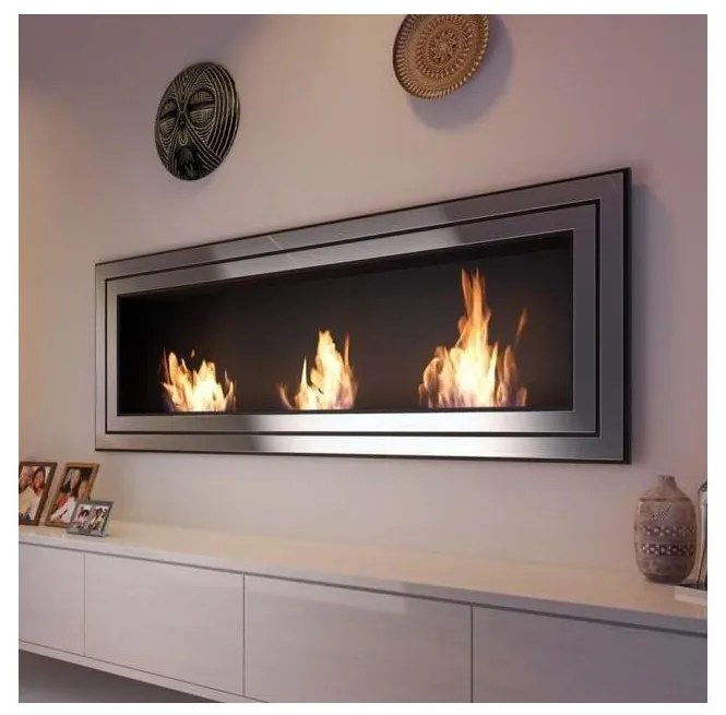 JULIET/1800/TUV - Wbudowany bio-kominek JULIET 65x180 cm 3x2,5kW chrom