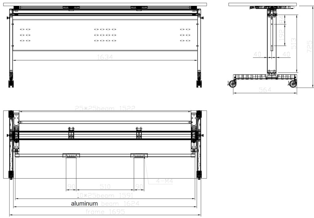 Mobilny stół PRIMO MOBI, 1800 x 600 mm, podstawa biała, grafitowy