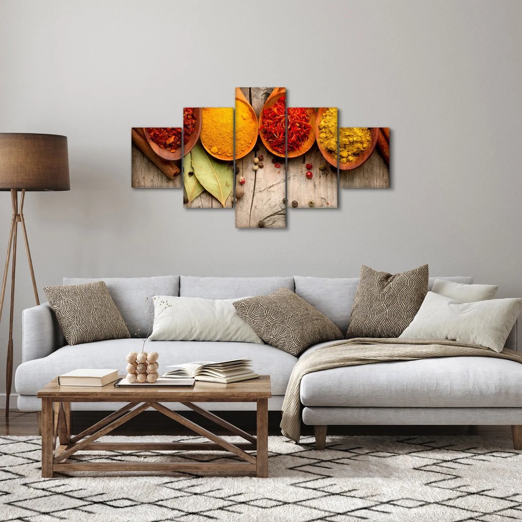 Obraz - Przyprawy na drewnie (125x70 cm)