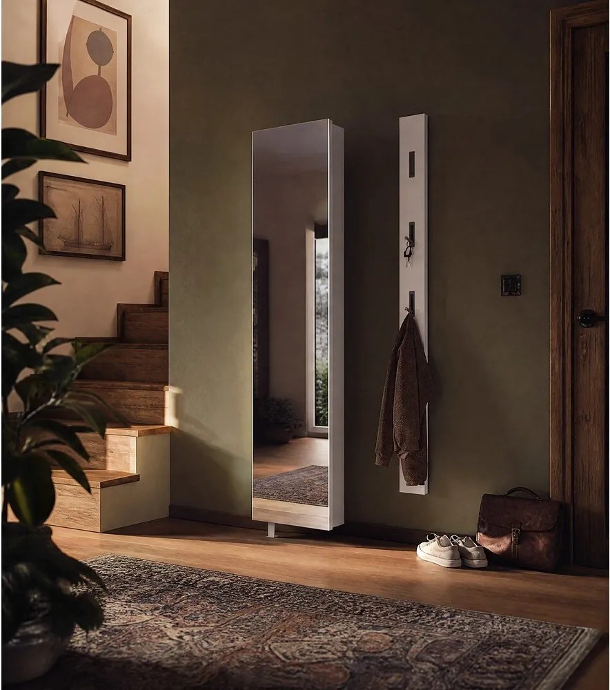Biała szafka pod przedpokoju 50x195x18 cm Rotary – Germania