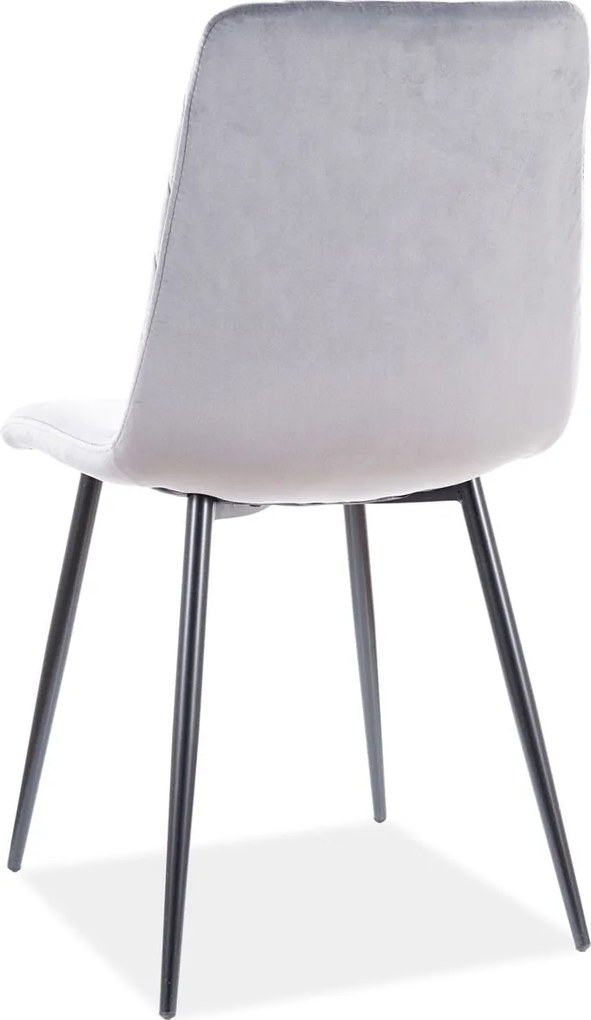 PROMOCJA Szare krzesło IRYS VELVET z czarnymi nogami II. jakość