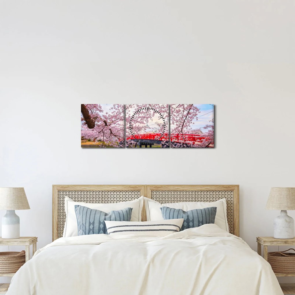 Obraz - Hirosaki, Japonia (z zegarem) (90x30 cm)