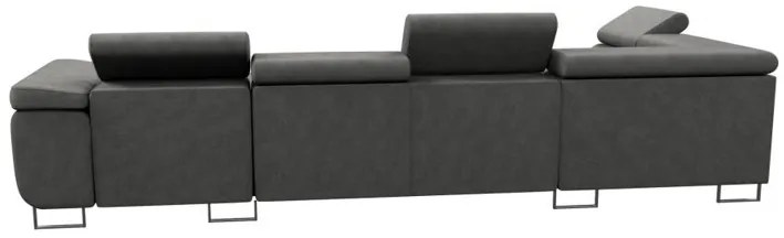 Duża sofa narożna z regulowanymi zagłówkami i pojemnikiem na pościel, złoty/musztardowy, Aspen U, lewy