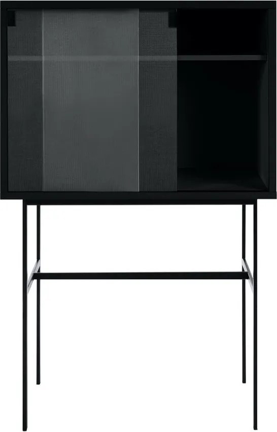 Czarna witryna z drzwiami przesuwnymi 70x109x40 cm Lekko – noo.ma