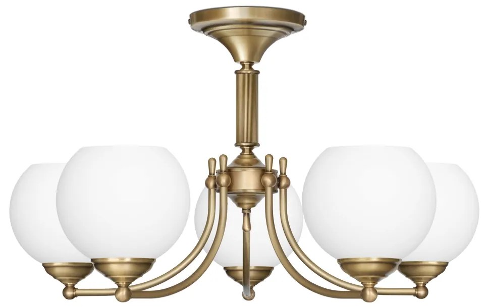 Krótki żyrandol mosiężny z kulami QV-S5AK