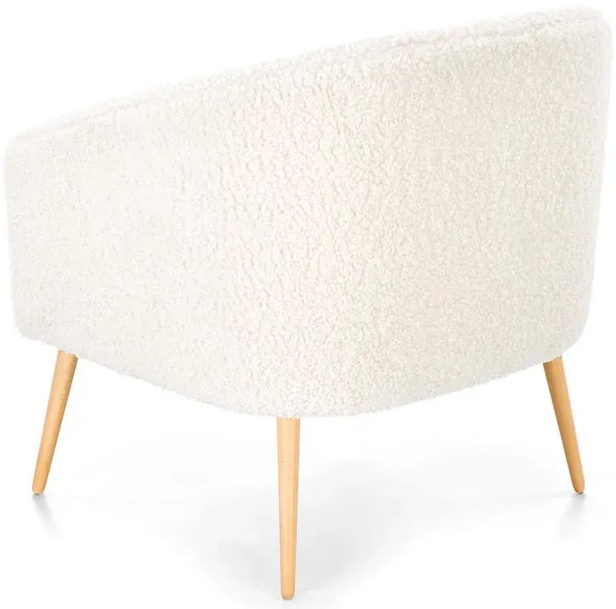 Nowoczesny boucle fotel wypoczynkowy kremowy+naturalny C2-F70