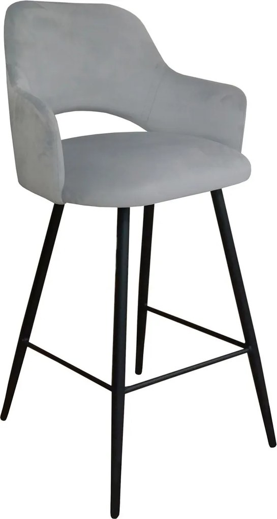 Hoker Milano krzesło barowe tkanina Welur podstawa metalowa : Kolor nogi - Czarna stożek, Kolor tkaniny - VELVET - MG39, Typ siedziska - Siedzisko stałe
