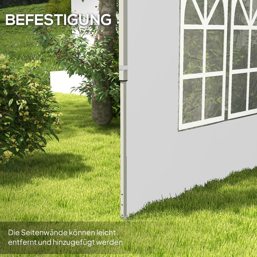 Outsunny Zestaw 2 ścianek bocznych do pawilonu 3x3/3x4 m, ścianka boczna z oknem, wodoodporna, biały | Aosom PL