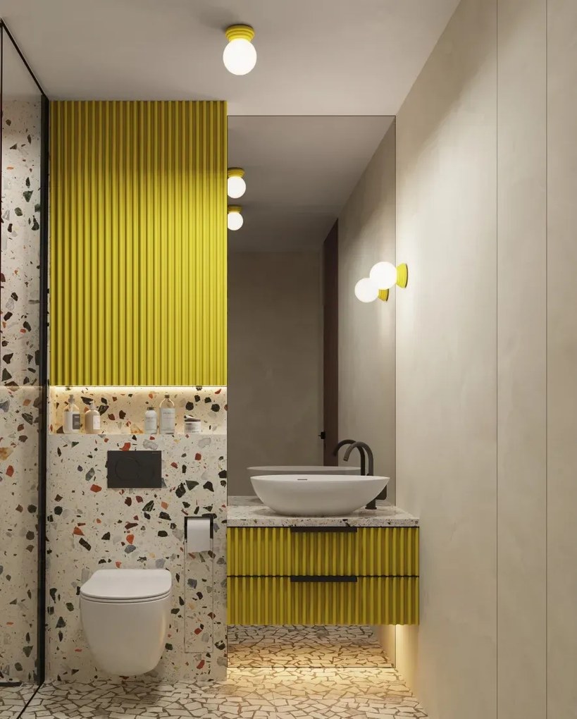 Żółty ścienny plafon z okragłym kloszem M165-Weskom