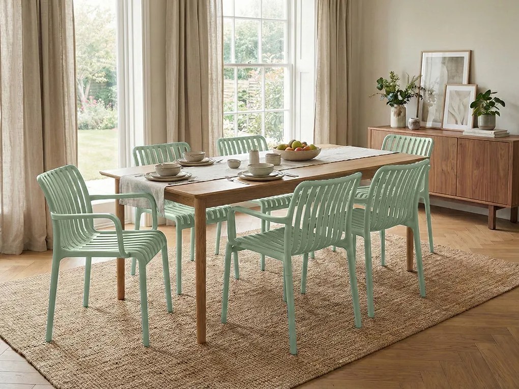 Plastikowe krzesło TREGO z podłokietnikami, zielone