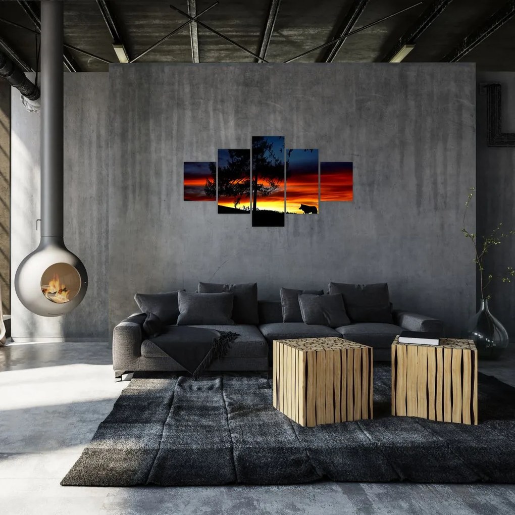 Obraz - Sylwetka wilka (125x70 cm)