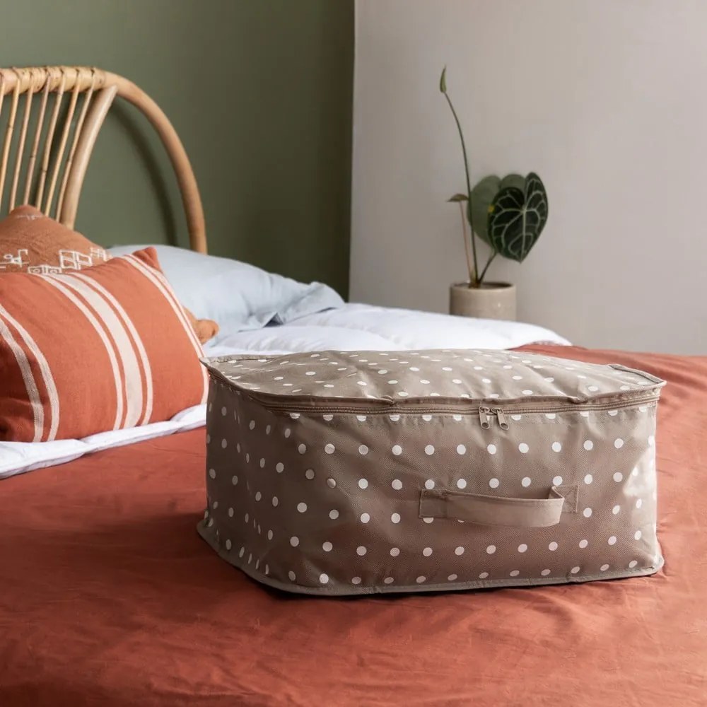 Beżowy mały organizer z suwakiem Compactor Dots
