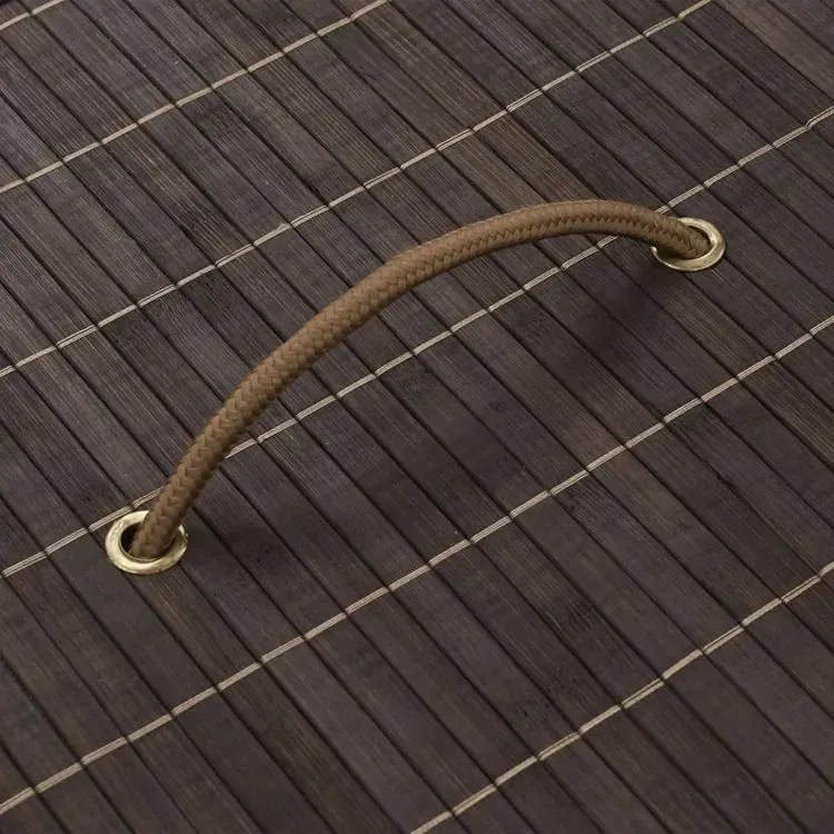 Bambusowy owalny pojemnik na pranie  ciemnobrązowyM9-D63