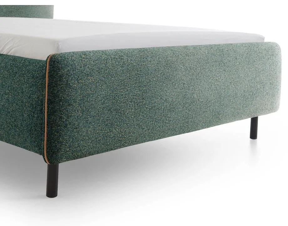 Ciemnozielone tapicerowane łóżko dwuosobowe ze schowkiem ze stelażem 180x200 cm Primo – Meise Möbel